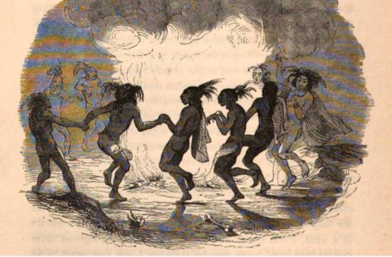 A photo of a painting by The French artist Granville illustrating Robinson Crusoe in 1840